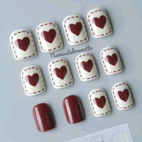 2/$16 Square Heart Press On Nails - Picture 6 of 17